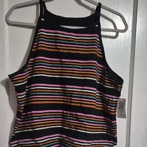 Torrid Black Multicolor Striped Tank Top